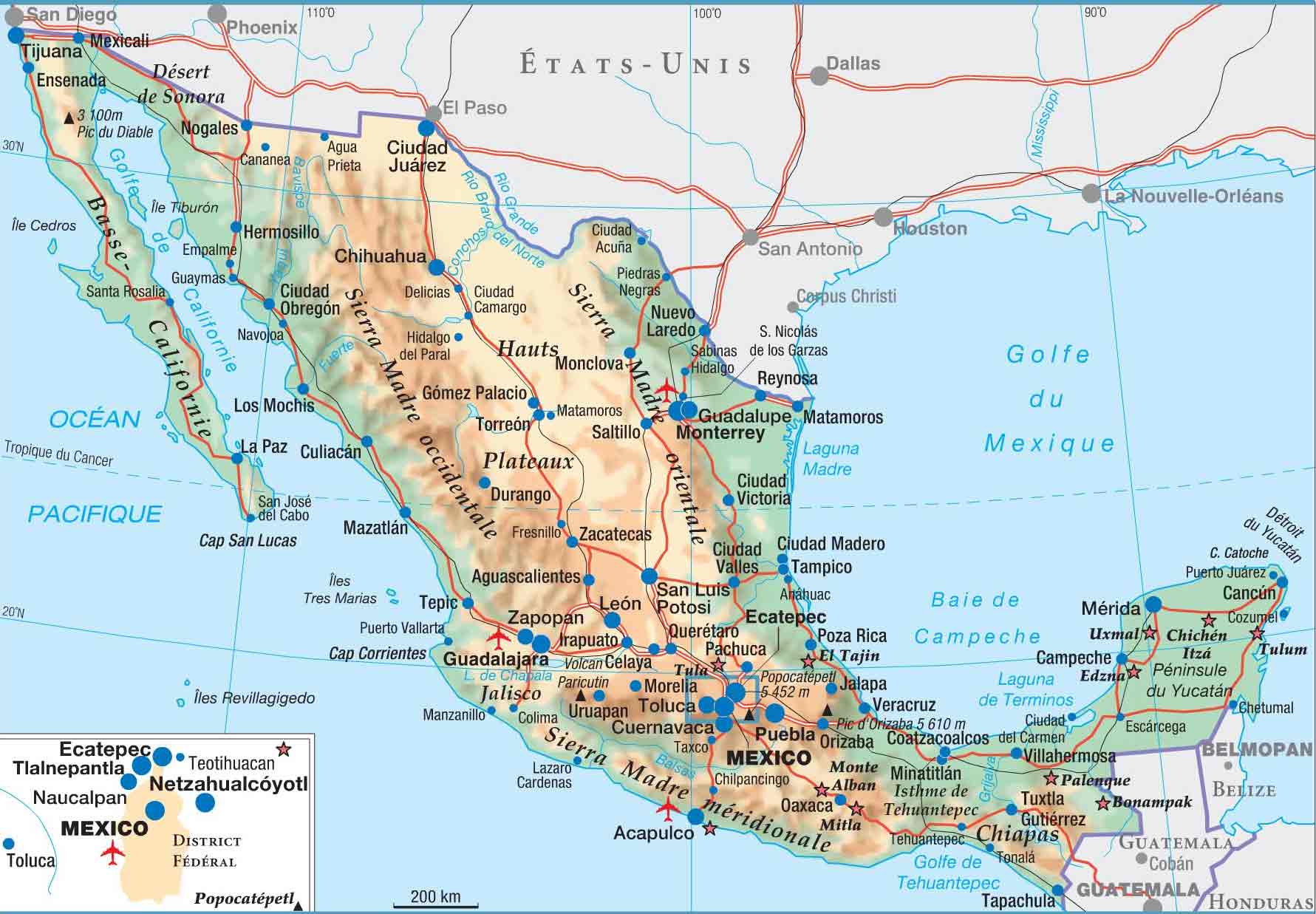 Libellules du Mexique, carte des états mexicains