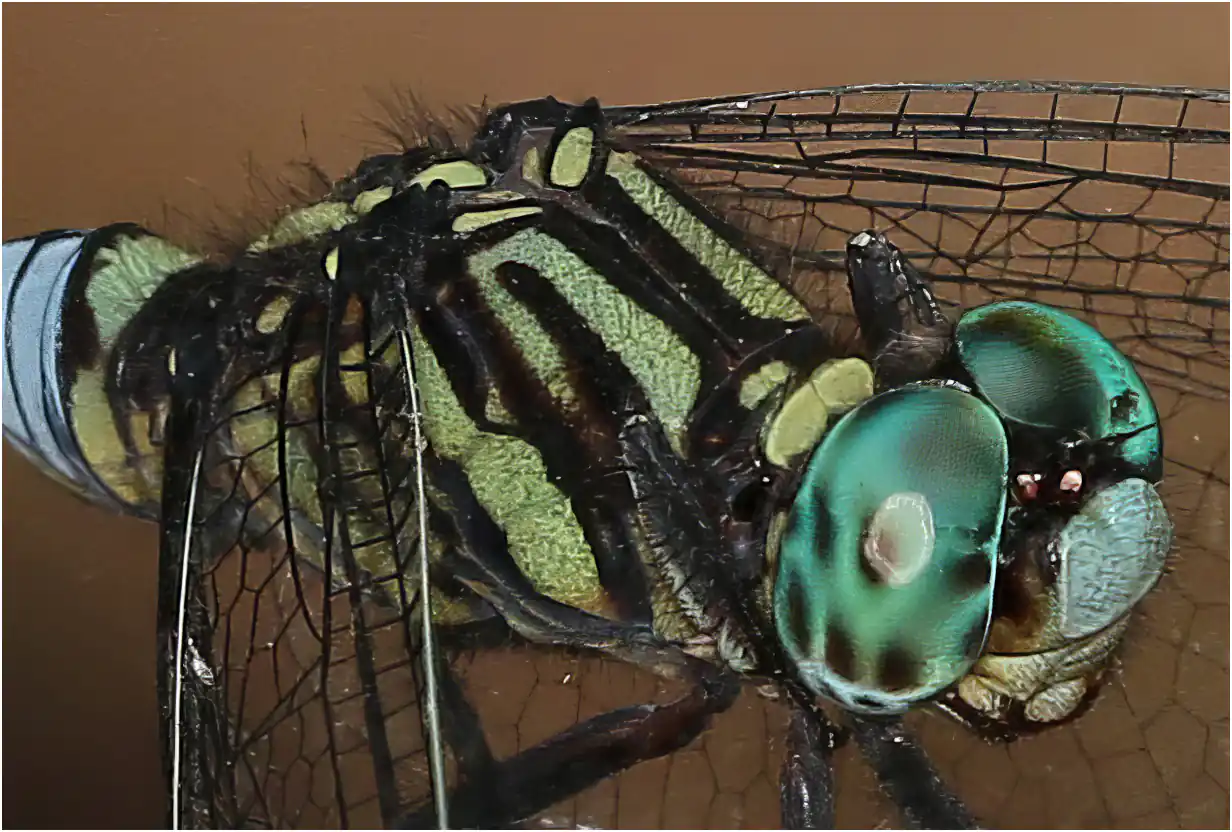 Orthetrum stemmale mâle en maturation, trident sur le thorax, Ghana, Shelterbelt Forest Reserve, 21/01/2026