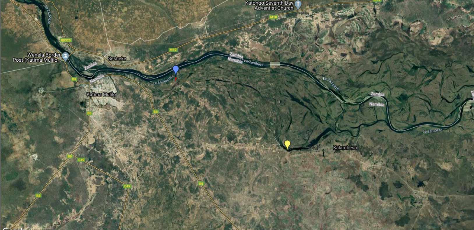 Localisation aérienne des 2 sites de Pseudagrion assegai.